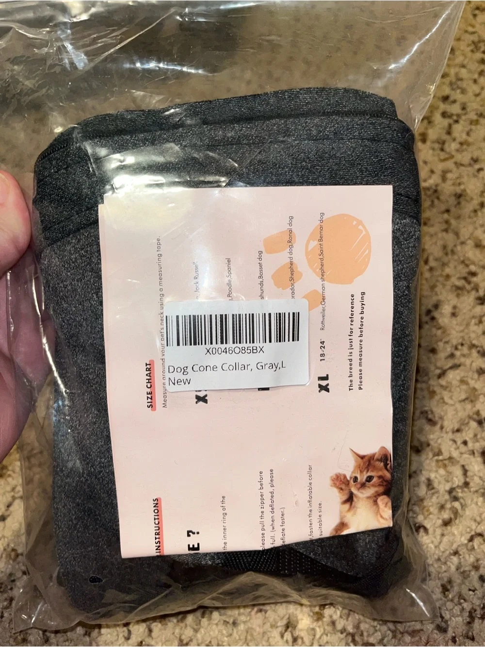 Adjustable Inflatable Gray Pet Recovery Collar